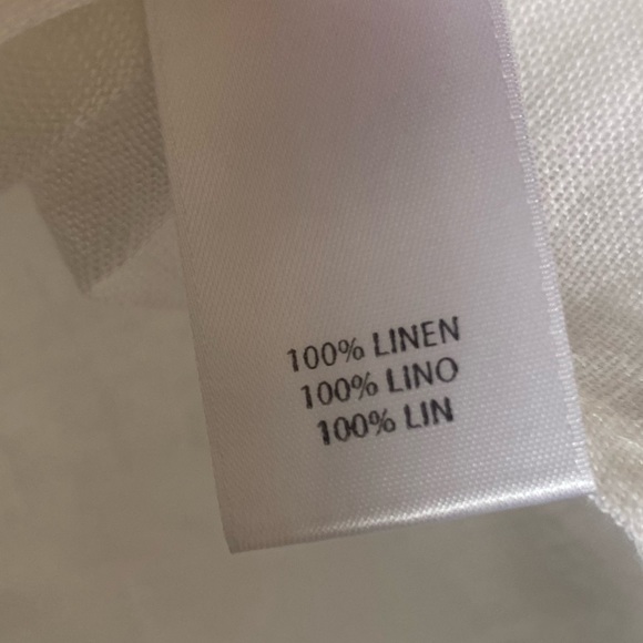 Worth white button down blouse size Small 100% linen Mock Neck Long Sleeves - Picture 6 of 7